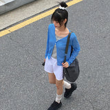 ユジュツーボタンリネン長袖カーディガン