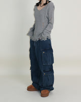 Zelda Double Pocket String Wide Denim Pants