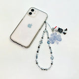 Glittery Pearled  Three-leaf Clover Key-ring Blue / Couple Birthday Gift Bag Phone Lucky Charm
