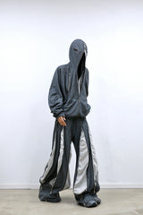 RELABEL (Split Dream) Multi-Zip Reversible Patchwork Adjustable Multi-Style Wear Cut-Out Four-Zip Patchwork Sweatpants
