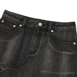 ZIPPER POINT デニムミニスカート - BLACK