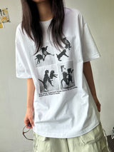 Juju Four Section Black White Oversized T-Shirt 4color