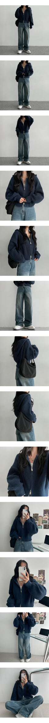 [Planning!] Russ Balloon Cropped Knitwear Hooded Zip-Up (8 colors)