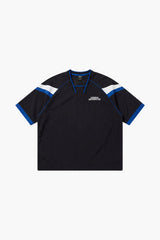 Sporty Color Block Half Jersey Short Sleeve