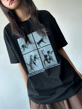Juju Four Section Black White Oversized T-Shirt 4color