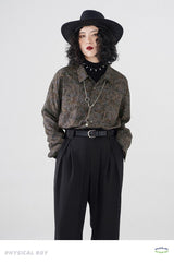 Japanese-style retro loose long-sleeved floral shirt