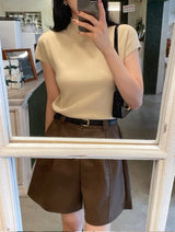 ロズリー ハーフネック キャップスリーブ ニット