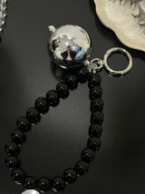 SILVER WIDE BALL KEYRING / TURKEY STONE