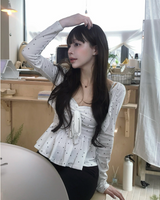 oreo ple big ribbon top + crop cd set