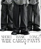 [3 Tier Length] [S–2XL] Tida Tantan Pintuck Banding Cargo Wide Pants (6 colors)
