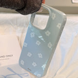 シフォンブルーホワイトサマーフラワーハード iPhone ケース