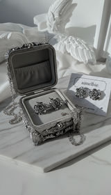 [クォン・ウンビ Piercing] メタルローズピアス - Silver Color