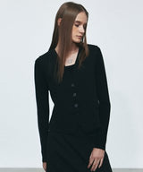 SINGLE BREASTED BUCKLE VEST_BLACK