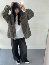 (UNISEX) Brany Flannel Hood Shirt