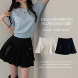 Gani A-line ribbon pleated mini skirt