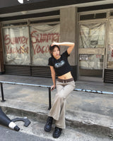 Khaki low boots cut pants