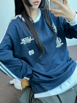 ヒップツーラインナンバーリングロゴスリーブTシャツ💙🤍🖤3カラー