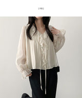 Poen puff string frilled blouse