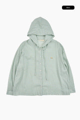 Maron check shirt hoodie