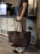 Look After Normal Leather Square Shoulder Tote Bag