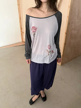  floral raglan T