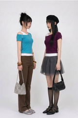 DUAL-TONE ASYMMETRY TEE (4COLORS!)