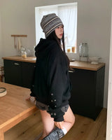 Beck Eyelet Sleeve Waffle Hood Zip-Up