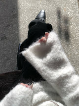 [Muffler Set/Wool Knit] Cozen Off-Shoulder Loose Fit Tie Knit