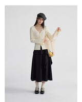 Soft ruffle striped asymmetrical flare skirt