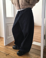 Huan Stitch Fleece Wide Denim Pants
