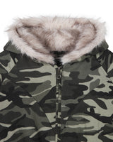 Night camo raccoon fur hood padding
