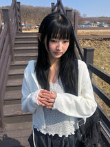 Auburn Punching Pendant Hood Knit Cardigan