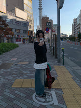ダメージボートネックルーズニット (3C)