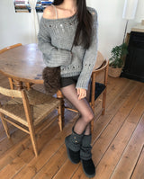 Chewy Shearling Fur Toggle Crossbody Bag