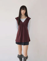 ラッフル タイ トップ(BURGUNDY)