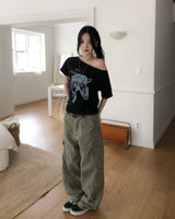 ニティ ホース プリント ワンショルダー ショートスリーブ