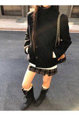 ロイヤルブラックハイネックウールジャケット