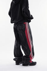 Bumpy side track wrinkle denim pants