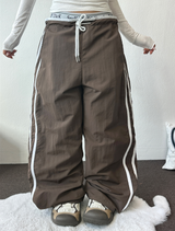 LOW-RISE NYLON TRACK WIDE PANTS 🖤🤎🩷💙4COLOR