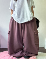 OVER WIDE BALLOON STRING HIP PIGMENT CARGO LONG PANTS ❤️‍🔥🩶🤎 - 3 COLORS