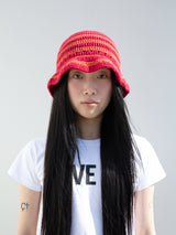 Stripe Cotton beanie-Red