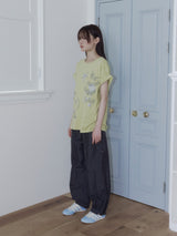 NYLON STUD PINTUCK PANTS (DARK GREY)