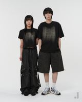 レディース クロップ ブラッシュ フェーディング ハーフスリーブ T シャツ