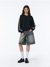 BTB : WAVE WASHING BERMUDA SHORTS [BLUE CORE] [UNISEX]