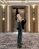 Fade bootcut denim pants