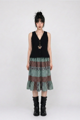 NATURAL LINEN BUTTON VEST (BROWN, BLACK 2COLORS!)