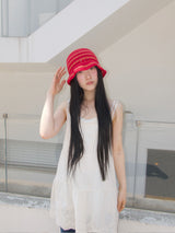 Stripe Cotton beanie-Red