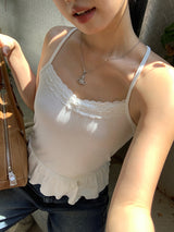ホルターストラップアンダーフリルノースリーブTシャツ