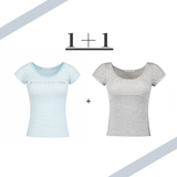 【1+1】B.jewel logo tee + Twinny button tee SET