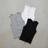 Henley Neck Ribbed Tank